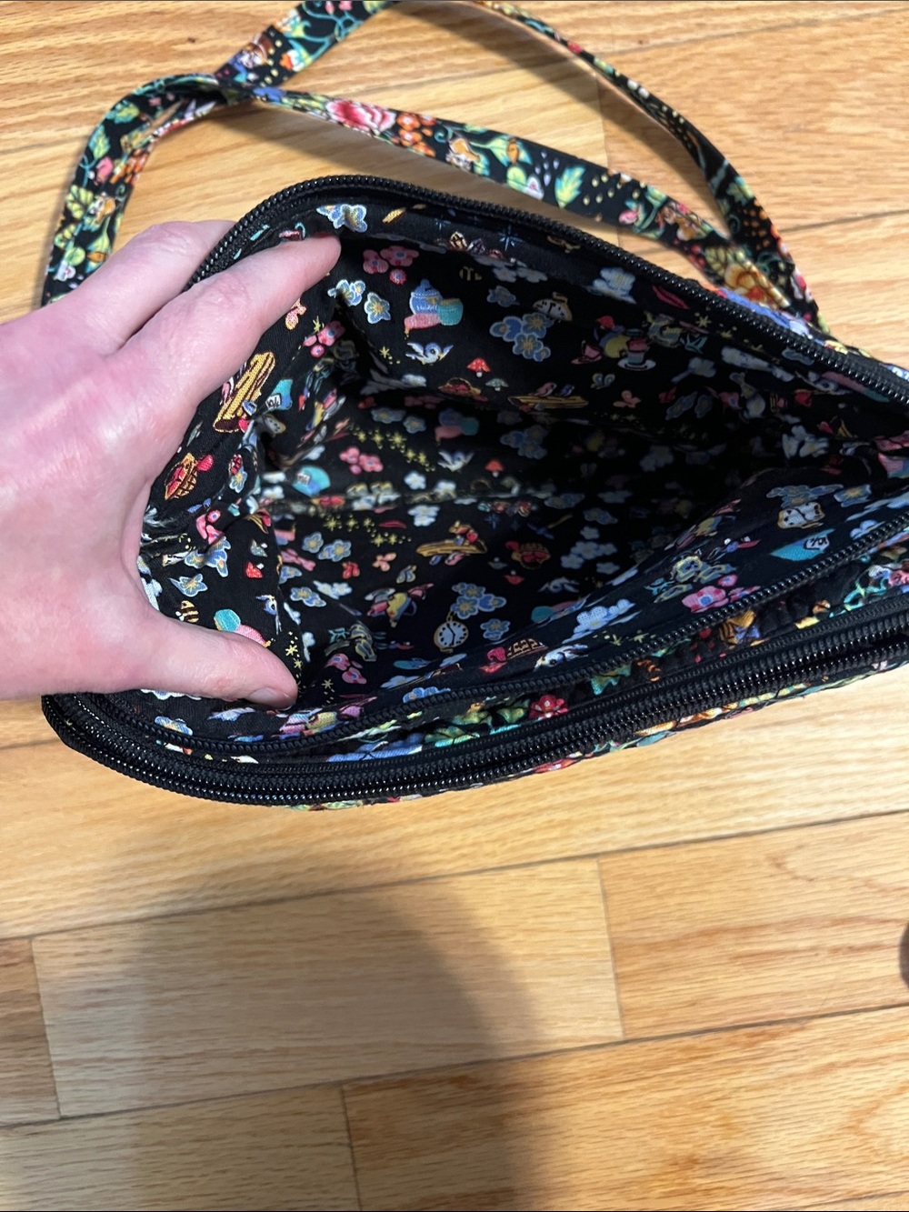 Vera Bradley Disney Black Floral Quilted Crossbody - Picture 8 of 12